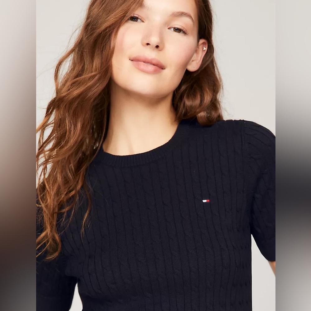 Tommy Hilfiger Navy Cable Knit Top